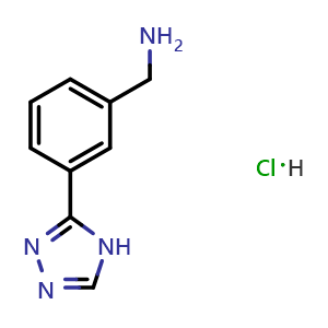 Chemical structure of (3-(4H-1,2,4-Triazol-3-yl)phenyl)methanamine hydrochloride , CAS 2138157-46-5, AChemBlock AD241153