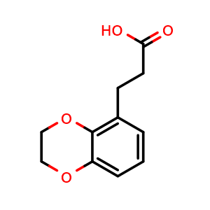Chemical structure of 2,3-Dihydro-1,4-benzodioxin-5-propanoic acid , CAS 214895-00-8, AChemBlock AD241171