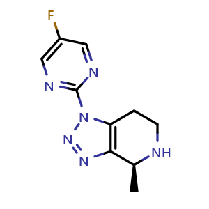 Chemical structure of (S)-1-(5-Fluoropyrimidin-2-yl)-4-methyl-4,5,6,7-tetrahydro-1H-[1,2,3]triazolo[4,5-c]pyridine , CAS 2166558-55-8, AChemBlock AD241185