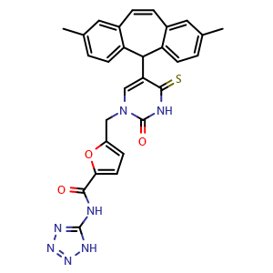 5-((5-(2,8-Dimethyl-5H-dibenzo[a,d][7]annulen-5-yl)-2-oxo-4-thioxo-3,4-dihydropyrimidin-1(2H)-yl)methyl)-N-(1H-tetrazol-5-yl)furan-2-carboxamide