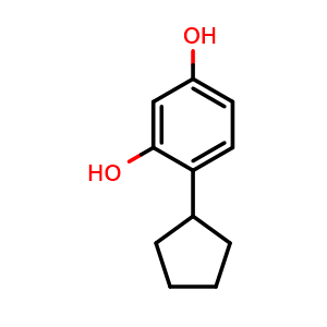 Chemical structure of 4-cyclopentylbenzene-1,3-diol , CAS 21713-03-1, AChemBlock AD241201