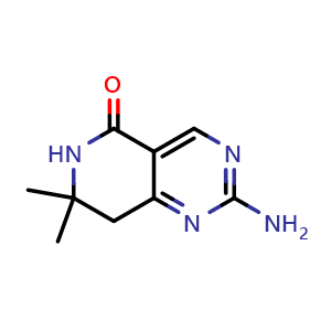 Chemical structure of 2-Amino-7,7-Dimethyl-7,8-Dihydropyrido[4,3-D]Pyrimidin-5(6H)-One , CAS 2177266-59-8, AChemBlock AD241209