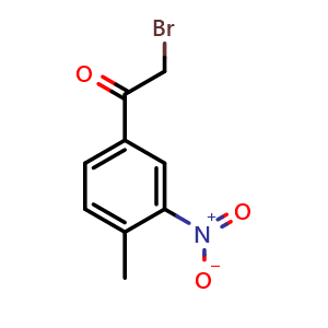 Chemical structure of 2-Bromo-1-(4-methyl-3-nitro-phenyl)-ethanone , CAS 22019-50-7, AChemBlock AD241220