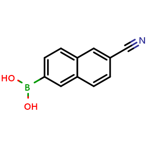 Chemical structure of (6-Cyanonaphthalen-2-yl)boronic acid , CAS 220299-56-9, AChemBlock AD241222