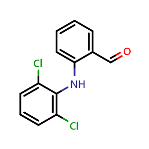 Chemical structure of 2-[(2,6-dichlorophenyl)amino]benzaldehyde , CAS 22121-58-0, AChemBlock AD241232