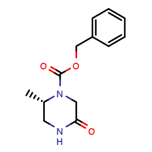 Chemical structure of (S)-benzyl 2-methyl-5-oxopiperazine-1-carboxylate , CAS 2215021-80-8, AChemBlock AD241236