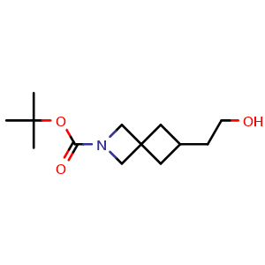 Chemical structure of tert-Butyl 6-(2-hydroxyethyl)-2-azaspiro[3.3]heptane-2-carboxylate , CAS 2222114-34-1, AChemBlock AD241242