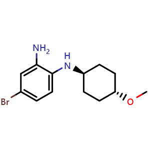 Chemical structure of rel-4-Bromo-N1-((1r,4r)-4-methoxycyclohexyl)benzene-1,2-diamine , CAS 2222963-86-0, AChemBlock AD241245