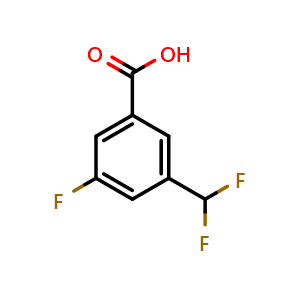 Chemical structure of 3-(Difluoromethyl)-5-fluorobenzoic acid , CAS 2248405-07-2, AChemBlock AD241287