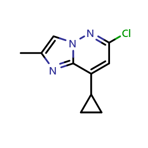 Chemical structure of 6-chloro-8-cyclopropyl-2-methyl-imidazo[1,2-b]pyridazine , CAS 2254506-73-3, AChemBlock AD241294