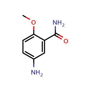 Chemical structure of 5-amino-2-methoxybenzamide , CAS 22961-58-6, AChemBlock AD241310