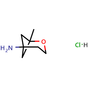 Chemical structure of 1-methyl-2-oxabicyclo[3.1.1]heptan-5-amine hydrochloride , CAS 2361745-69-7, AChemBlock AD241353