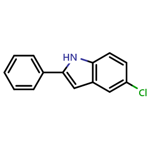 Chemical structure of 5-chloro-2-phenyl-1H-indole , CAS 23746-76-1, AChemBlock AD241364