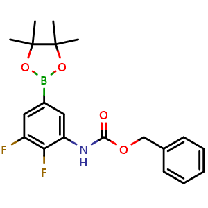 Chemical structure of benzyl N-[2,3-difluoro-5-(4,4,5,5-tetramethyl-1,3,2-dioxaborolan-2-yl)phenyl]carbamate , CAS 2377607-45-7, AChemBlock AD241381