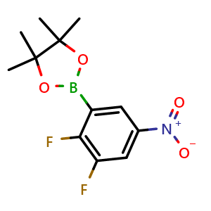 Chemical structure of 2-(2,3-difluoro-5-nitrophenyl)-4,4,5,5-tetramethyl-1,3,2-dioxaborolane , CAS 2377610-80-3, AChemBlock AD241393