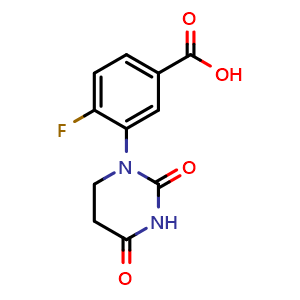 Chemical structure of 4-Fluoro-3-(tetrahydro-2,4-dioxo-1(2H)-pyrimidinyl)benzoic acid , CAS 2377643-38-2, AChemBlock AD241397