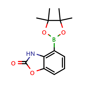 Chemical structure of 4-(4,4,5,5-tetramethyl-1,3,2-dioxaborolan-2-yl)-3H-1,3-benzoxazol-2-one , CAS 2377991-28-9, AChemBlock AD241399