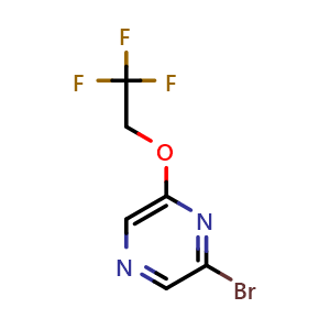 Chemical structure of 2-bromo-6-(2,2,2-trifluoroethoxy)pyrazine , CAS 2383664-66-0, AChemBlock AD241411