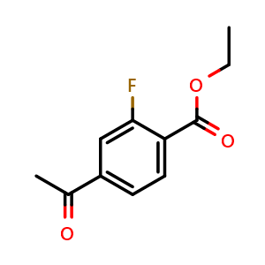 Chemical structure of ethyl 4-acetyl-2-fluorobenzoate , CAS 2385144-04-5, AChemBlock AD241418