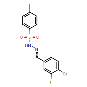 Chemical structure of N'-(4-bromo-3-fluorobenzylidene)-4-methylbenzenesulfonohydrazide , CAS 2416046-72-3, AChemBlock AD241452