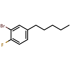 Chemical structure of 2-Bromo-1-fluoro-4-pentylbenzene , CAS 2432848-95-6, AChemBlock AD241463