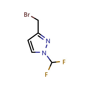 Chemical structure of 3-(Bromomethyl)-1-(difluoromethyl)-1H-pyrazole , CAS 2435553-73-2, AChemBlock AD241470
