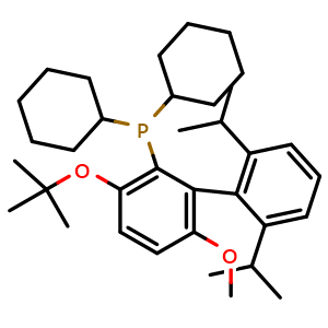 Chemical structure of (3-(tert-Butoxy)-2',6'-diisopropyl-6-methoxy-[1,1'-biphenyl]-2-yl)dicyclohexylphosphane , CAS 2489243-29-8, AChemBlock AD241499