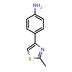 Chemical structure of 4-(2-Methyl-thiazol-4-yl)-phenylamine , CAS 25021-49-2, AChemBlock AD241505