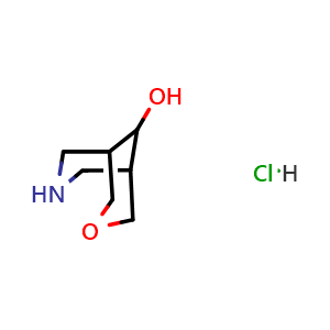 Chemical structure of 3-oxa-7-azabicyclo[3.3.1]nonan-9-ol (hydrochloride) , CAS 2555249-91-5, AChemBlock AD241527