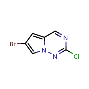 Chemical structure of 6-bromo-2-chloropyrrolo[2,1-f][1,2,4]triazine , CAS 2568951-80-2, AChemBlock AD241534