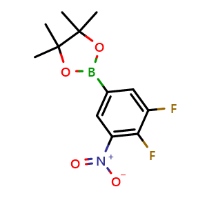 Chemical structure of 2-(3,4-difluoro-5-nitrophenyl)-4,4,5,5-tetramethyl-1,3,2-dioxaborolane , CAS 2657617-91-7, AChemBlock AD241589