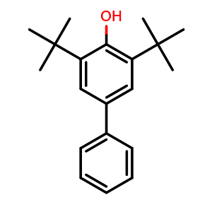 Chemical structure of 3,5-di-tert-butyl-[1,1'-biphenyl]-4-ol , CAS 2668-47-5, AChemBlock AD241597