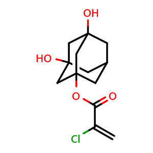 Chemical structure of 3,5-Dihydroxy-1-adamantyl 2-Chloroacrylate , CAS 2679836-99-6, AChemBlock AD241601