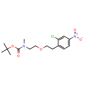 Chemical structure of tert-Butyl (2-(2-chloro-4-nitrophenethoxy)ethyl)(methyl)carbamate , CAS 2722698-00-0, AChemBlock AD241624