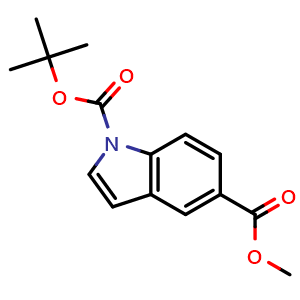 Chemical structure of Methyl 1-{[(2-methylprop-2-yl)oxy]carbonyl}indole-5-carboxylate , CAS 272438-11-6, AChemBlock AD241626