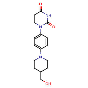 Chemical structure of 1-(4-(4-(hydroxymethyl)piperidin-1-yl)phenyl)dihydropyrimidine-2,4(1H,3H)-dione , CAS 2736510-38-4, AChemBlock AD241629
