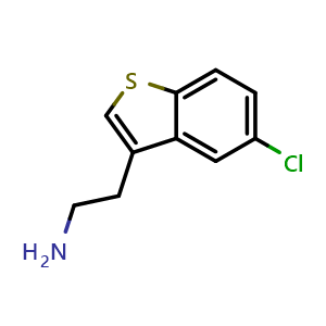 Chemical structure of 2-(5-chloro-1-benzothiophen-3-yl)ethan-1-amine , CAS 274918-15-9, AChemBlock AD241642