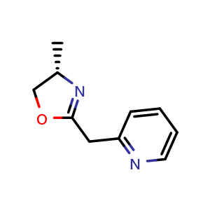 Chemical structure of 2-{[(4S)-4-methyl-4,5-dihydro-1,3-oxazol-2-yl]methyl}pyridine , CAS 2757085-31-5, AChemBlock AD241652