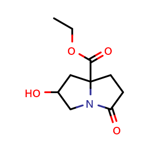 Chemical structure of Ethyl tetrahydro-2-hydroxy-5-oxo-1H-pyrrolizine-7a(5H)-carboxylate , CAS 2758755-61-0, AChemBlock AD241660