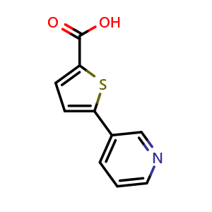 Chemical structure of 5-(Pyridin-3-yl)thiophene-2-carboxylic acid , CAS 278803-20-6, AChemBlock AD241680