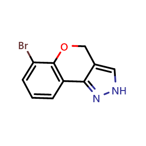 Chemical structure of 6-Bromo-2,4-dihydrochromeno[4,3-c]pyrazole , CAS 2824165-40-2, AChemBlock AD241699