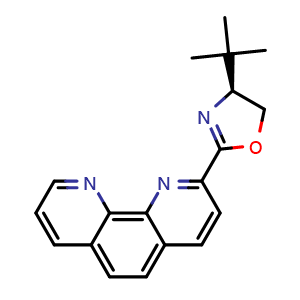 Chemical structure of 2-[(4S)-4-tert-Butyl-4,5-dihydro-1,3-oxazol-2-yl]-1,10-phenanthroline , CAS 2828438-14-6, AChemBlock AD241711
