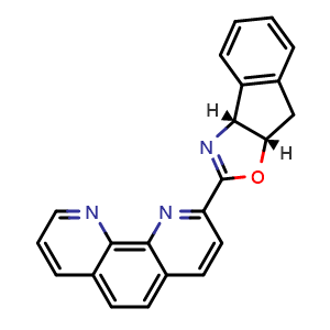 Chemical structure of 2-[(3aR,8aS)-3aH,8H,8aH-indeno[1,2-d][1,3]oxazol-2-yl]-1,10-phenanthroline , CAS 2828438-20-4, AChemBlock AD241714