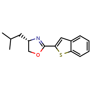 Chemical structure of (4S)-2-(1-benzothiophen-2-yl)-4-(2-methylpropyl)-4,5-dihydro-1,3-oxazole , CAS 2828438-78-2, AChemBlock AD241715
