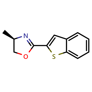 Chemical structure of (4R)-2-(1-benzothiophen-2-yl)-4-methyl-4,5-dihydro-1,3-oxazole , CAS 2828439-75-2, AChemBlock AD241722