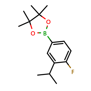 Chemical structure of 2-[4-fluoro-3-(propan-2-yl)phenyl]-4,4,5,5-tetramethyl-1,3,2-dioxaborolane , CAS 2828446-76-8, AChemBlock AD241724