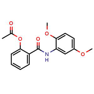 Chemical structure of 2-{[(2,5-dimethoxyphenyl)amino]carbonyl}phenyl acetate , CAS 287194-30-3, AChemBlock AD241742