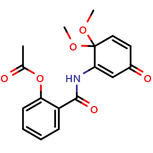 Chemical structure of 2-{[(6,6-dimethoxy-3-oxocyclohexa-1,4-dienyl)amino]carbonyl}phenyl acetate , CAS 287194-31-4, AChemBlock AD241743