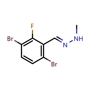 Chemical structure of 2-[(E)-(3,6-dibromo-2-fluorophenyl)methylidene]-1-methyldiazane , CAS 2919953-36-7, AChemBlock AD241767