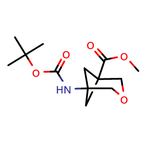 Chemical structure of methyl 5-(tert-Butoxycarbonylamino)-3-oxabicyclo[3.1.1]heptane-1-carboxylate , CAS 2920406-70-6, AChemBlock AD241770